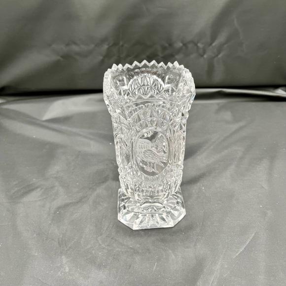 Vintage Hofbauer Byrdes Crystal Vase Bud Vase Clear Birds Over 24% Lead Crystal - Picture 10 of 10